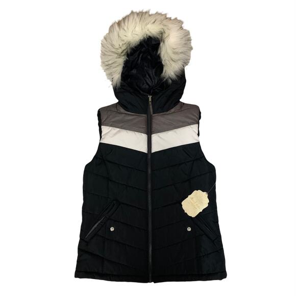 ALTAR'D STATE NWT Navy Puffer Vest with White Fur Hood XS - Picture 1 of 10